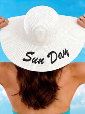 Magrid Sun Day White Summer Floppy Straw Hat UPF 50 In OS